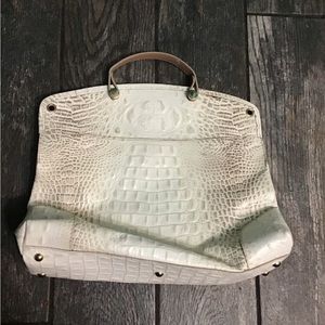 Furla Croc-Embossed Cream Tote